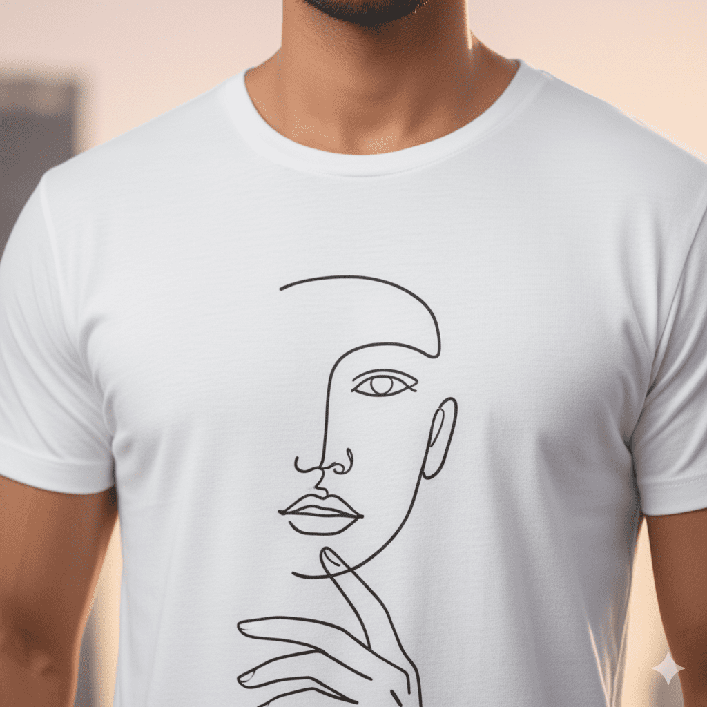 Men's Minimalist Line Art T-Shirt