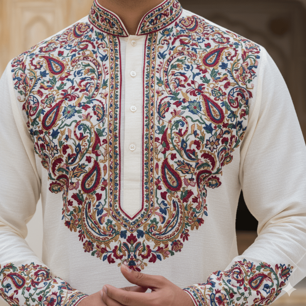 Men's Paisley Embroidered Kurta