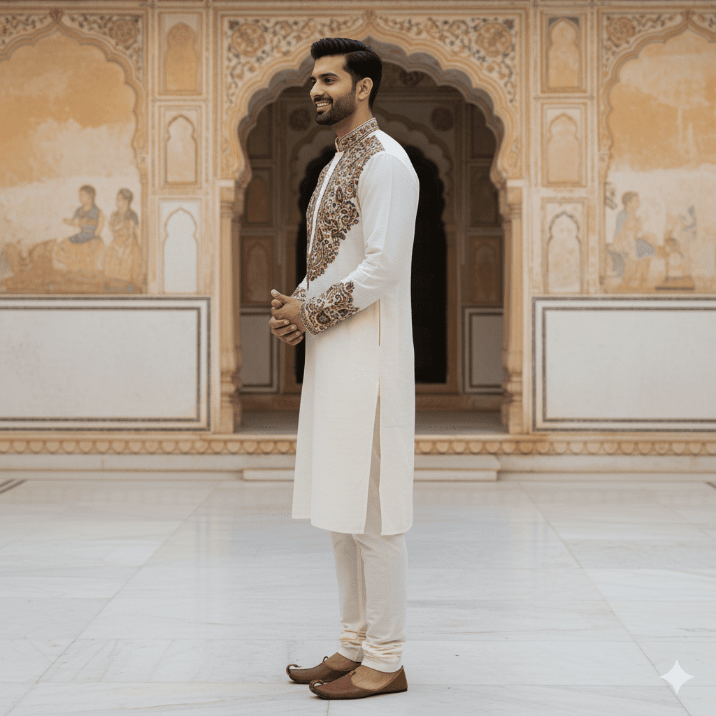 Men's Paisley Embroidered Kurta - Image 3