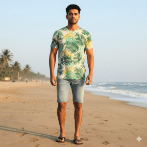 Men's Palm Leaf Print T-Shirt