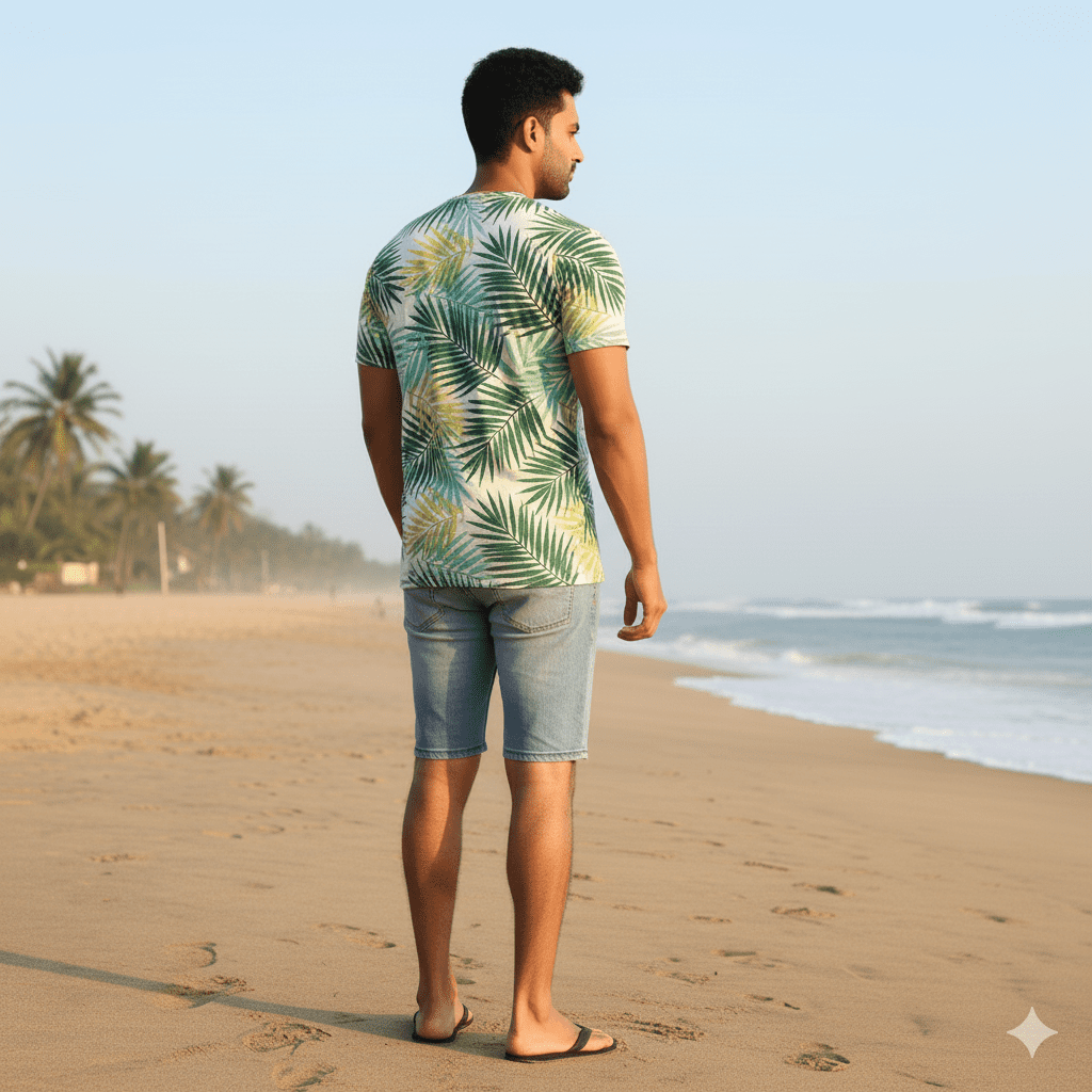 Men's Palm Leaf Print T-Shirt - Image 2