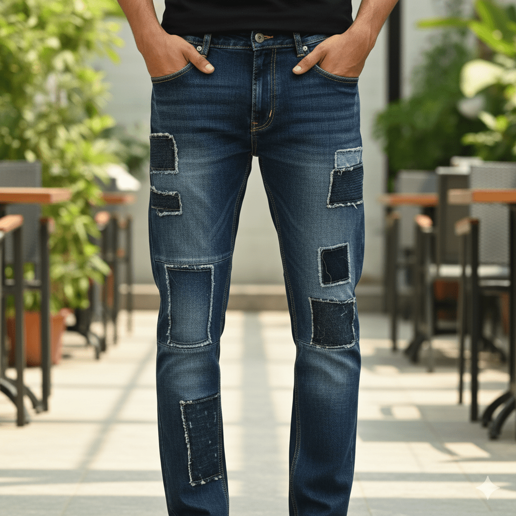 Men's Patched Detail Jeans