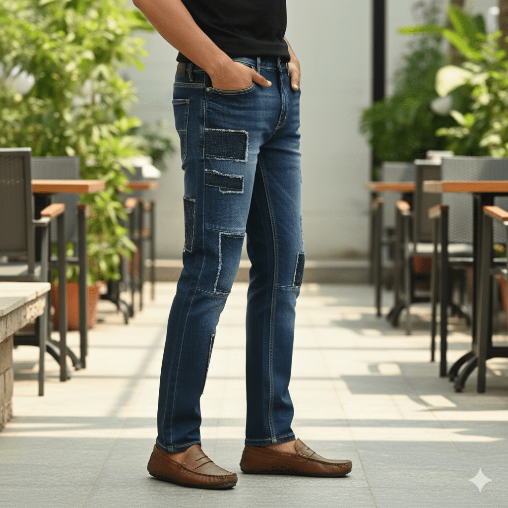Men's Patched Detail Jeans - Image 2