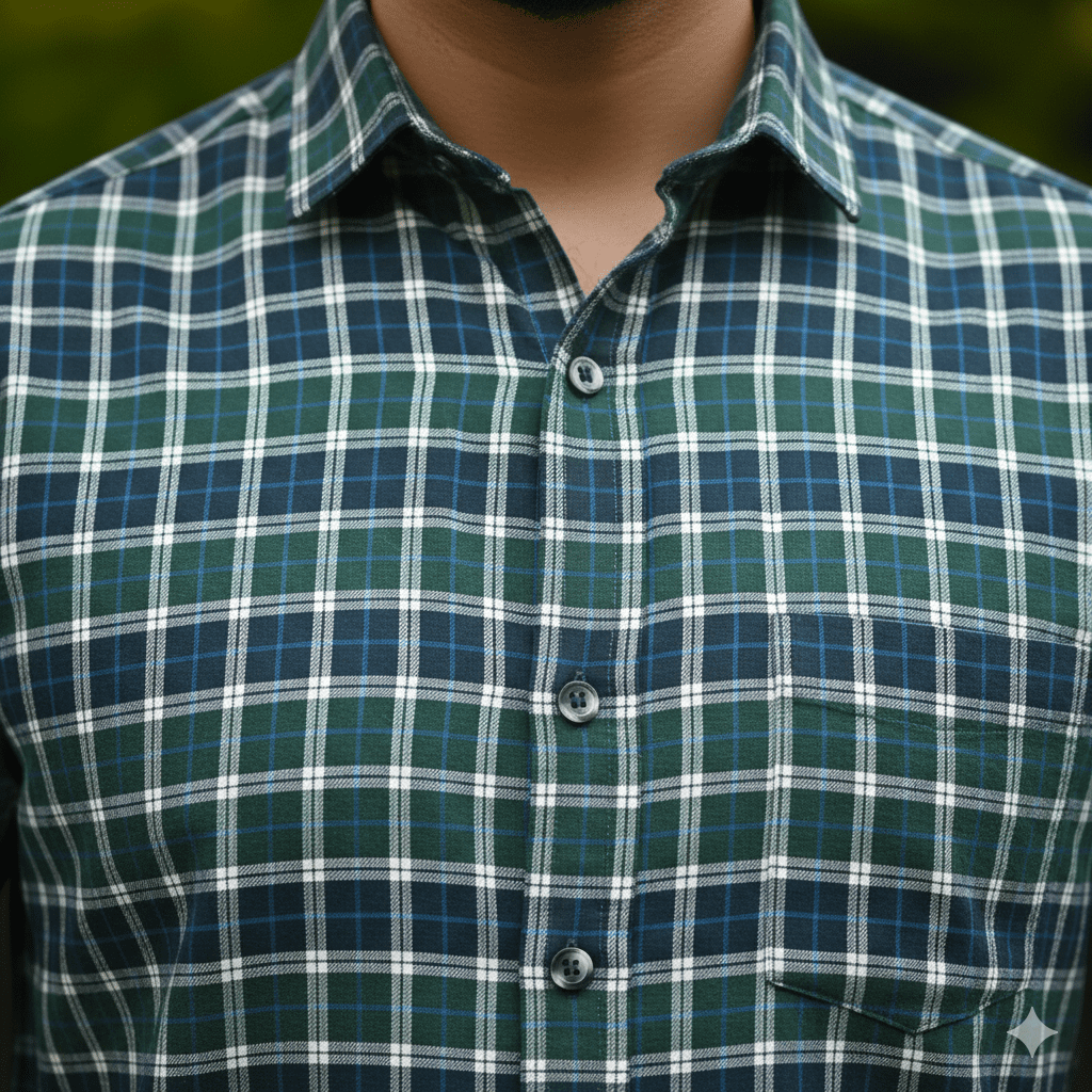 Men's Plaid Check Shirt - Image 4