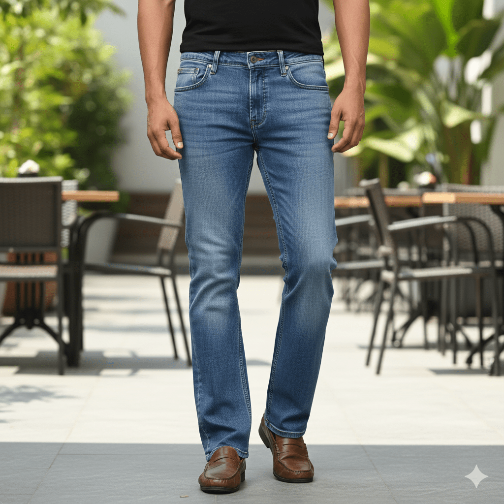 Men's Stone Wash Bootcut Jeans