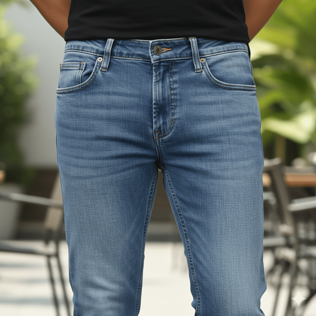 Men's Stone Wash Bootcut Jeans - Image 4