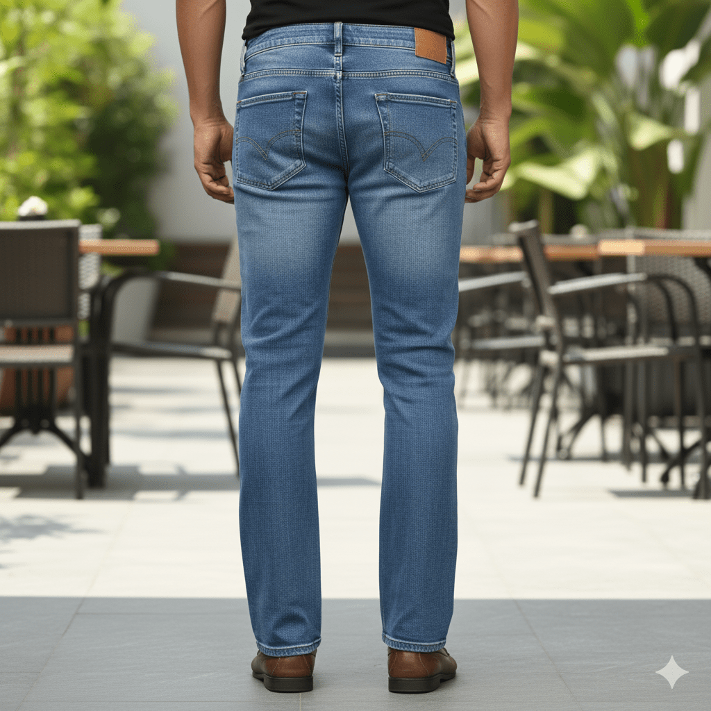 Men's Stone Wash Bootcut Jeans - Image 3