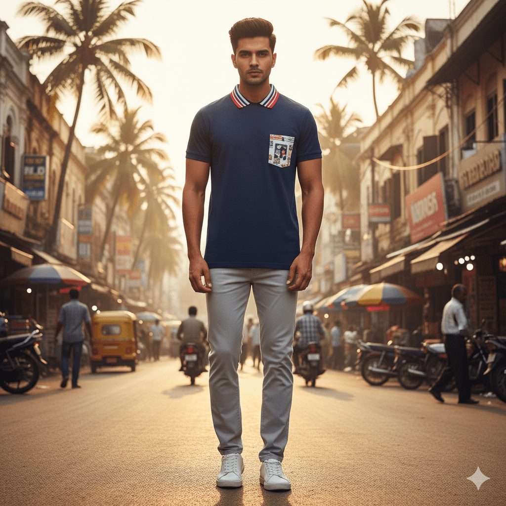 Men's Striped Collar T-Shirt - Image 4