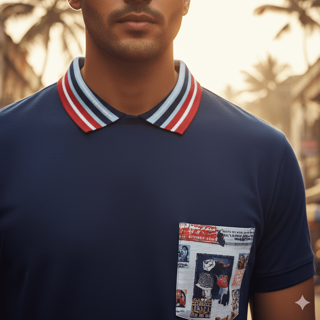 Men's Striped Collar T-Shirt - Image 3