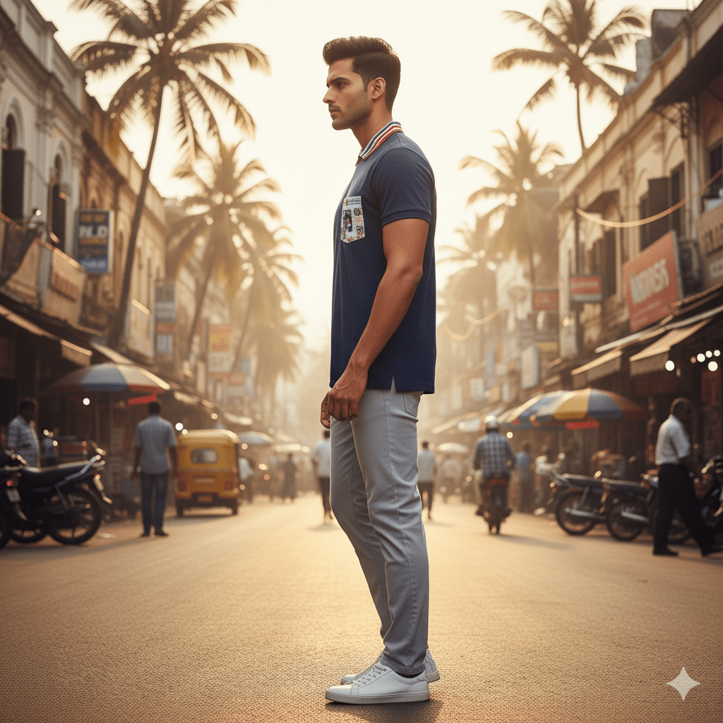 Men's Striped Collar T-Shirt - Image 2