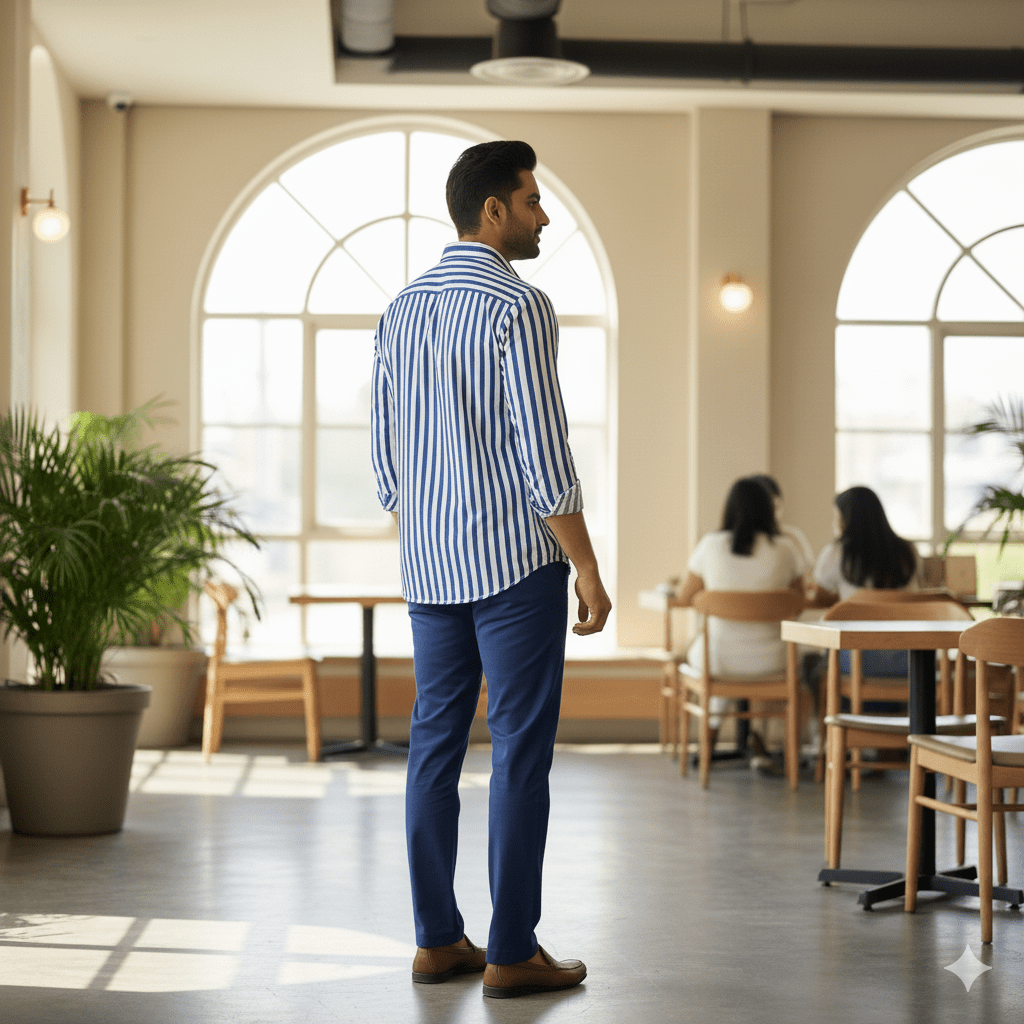 Men's Vertical Stripe Casual Shirt - Image 2