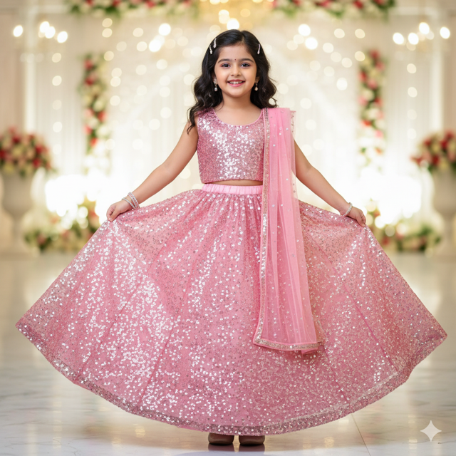 Sequin Net Lehenga Set