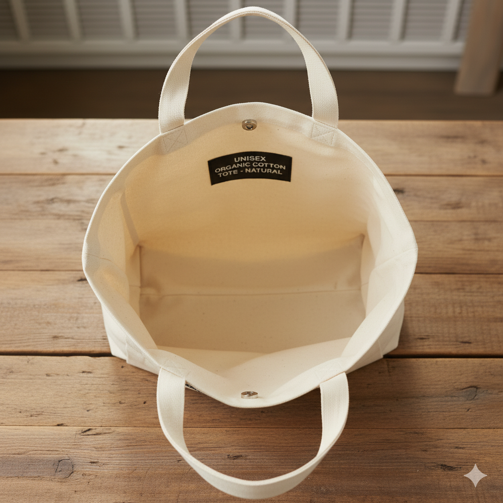 Unisex Organic Cotton Tote - Natural - Image 2