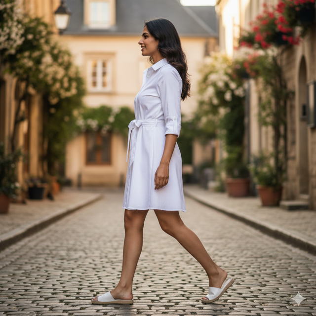 White Shirt Cotton Dress - Image 2