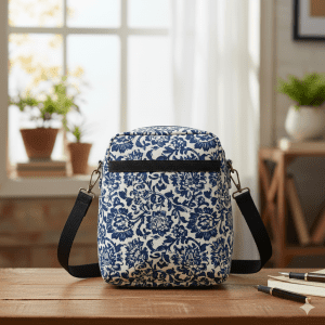 Woman's Block Print Sling Bag - Blue