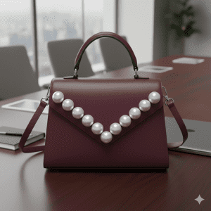 Woman's Embellished Structured Satchel - Wine