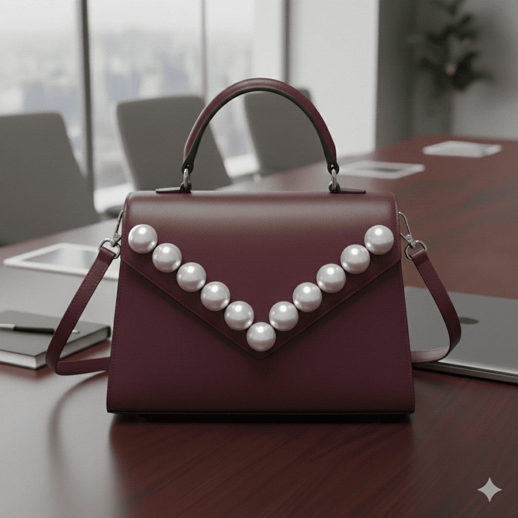 Woman's Embellished Structured Satchel - Wine