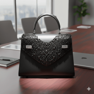 Woman's Embellished Structured Satchel - Black