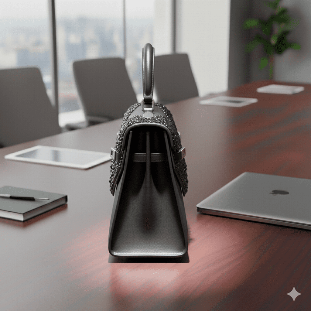 Woman's Embellished Structured Satchel - Black - Image 2