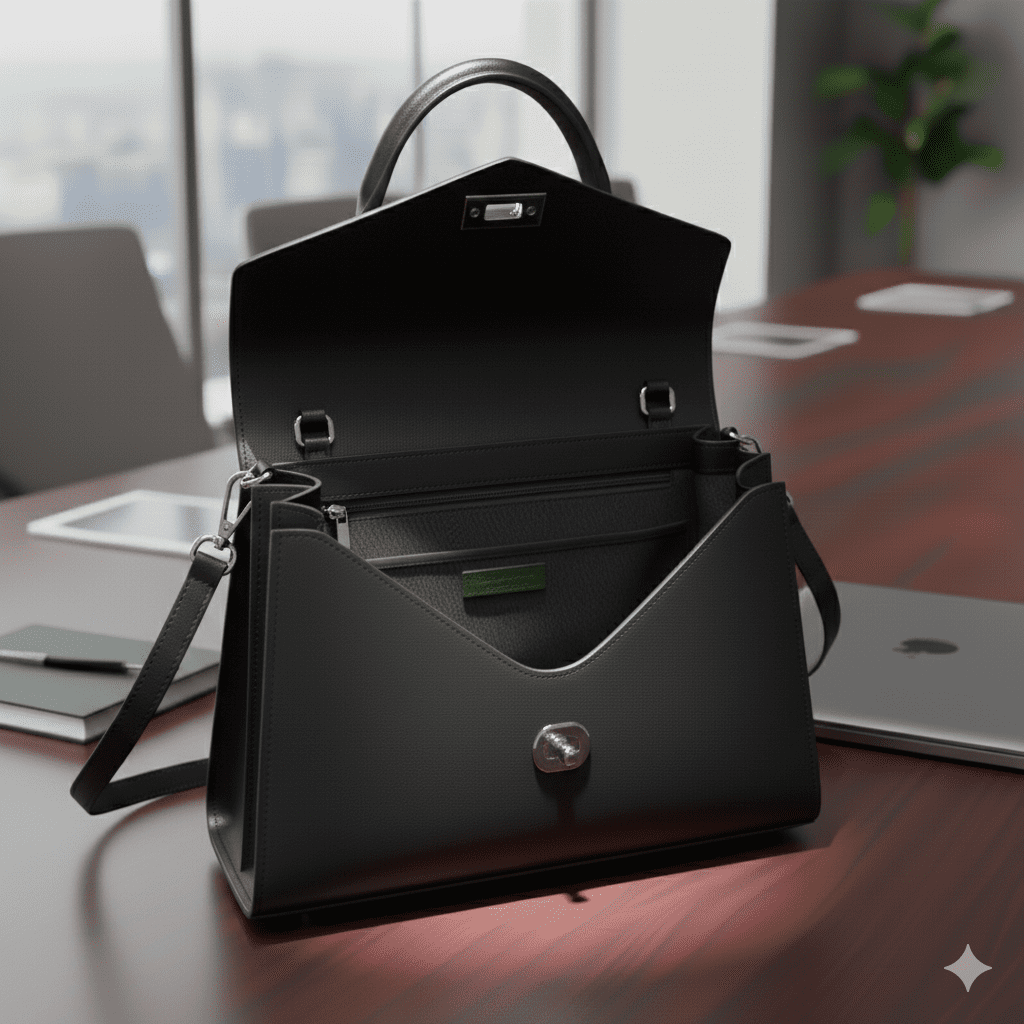 Woman's Embellished Structured Satchel - Black - Image 3