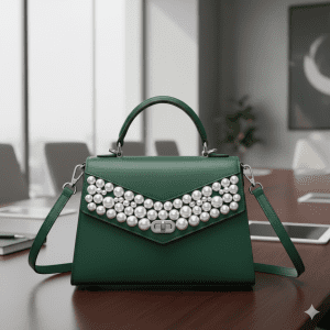 Woman's Embellished Structured Satchel - Green