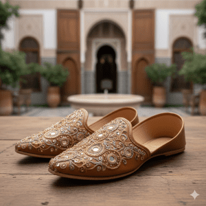 Woman's Metallic Flats with Embroidery