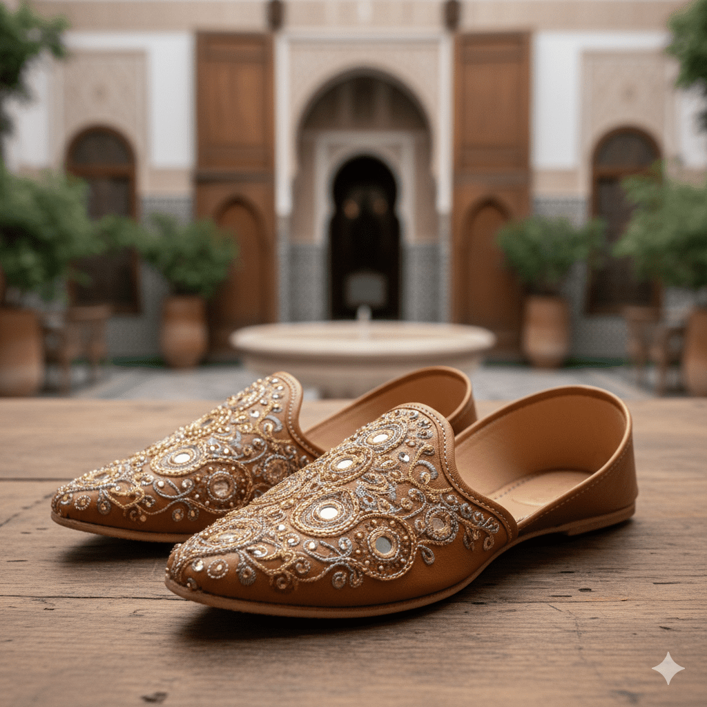 Woman's Metallic Flats with Embroidery