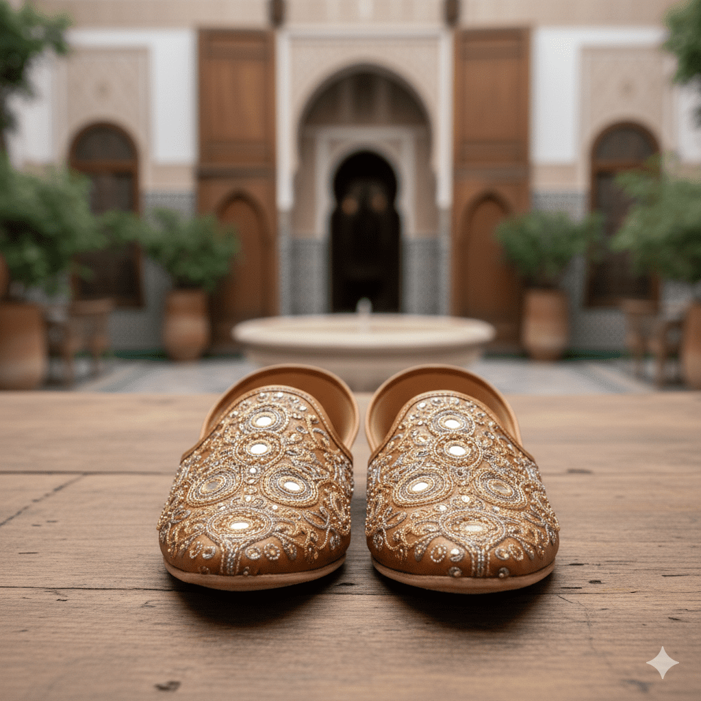 Woman's Metallic Flats with Embroidery - Image 2
