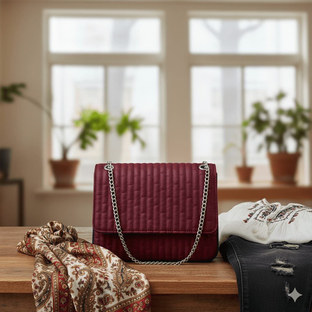 Woman's Reversible Quilted Sling - Maroon