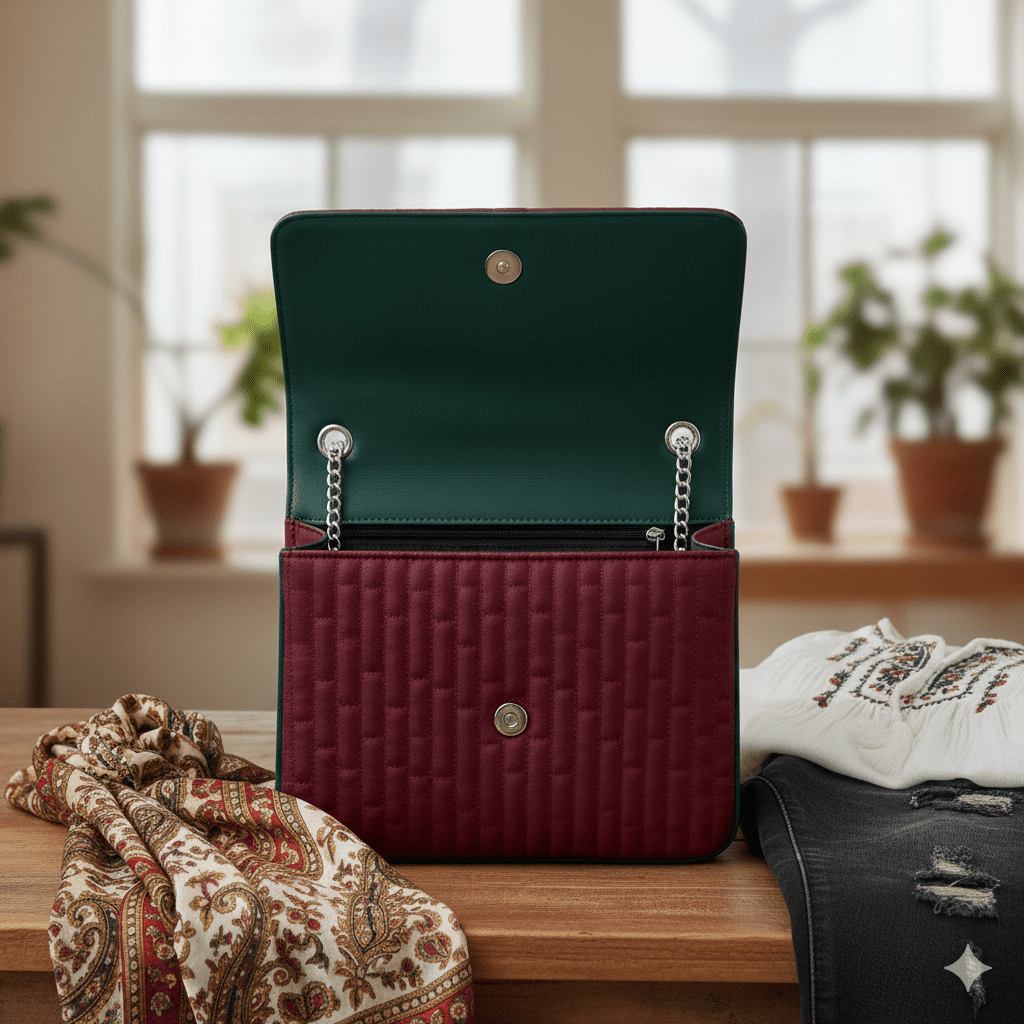 Woman's Reversible Quilted Sling - Maroon - Image 3