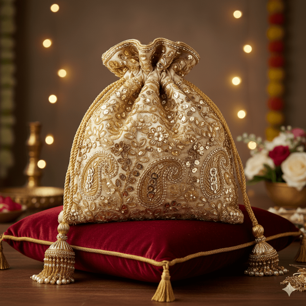 Woman's Traditional Potli Bag - Gold