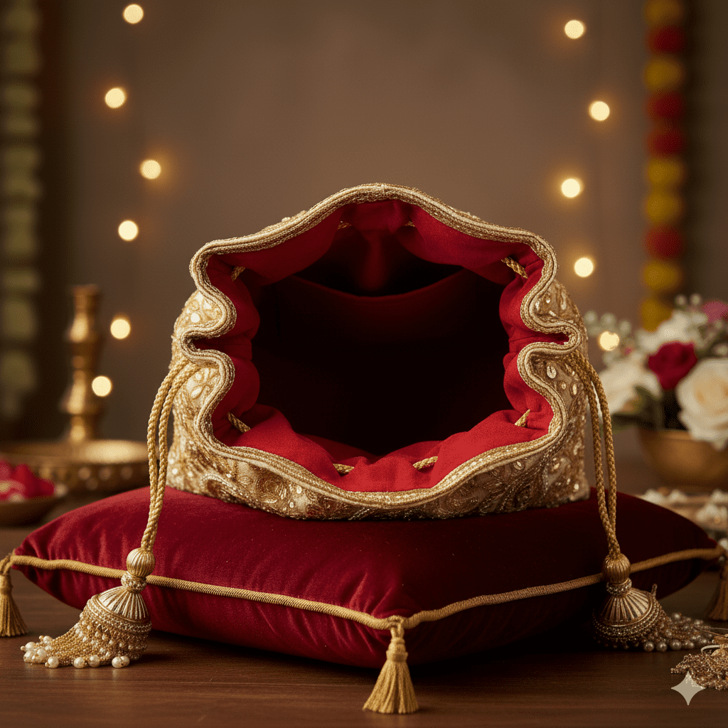 Woman's Traditional Potli Bag - Gold - Image 3