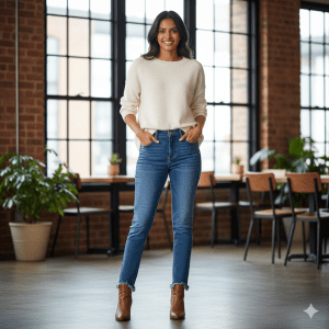 Women's Frayed Hem Slim Jeans