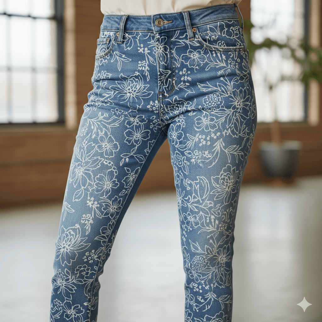 Women's Laser Print Jeans - Image 3