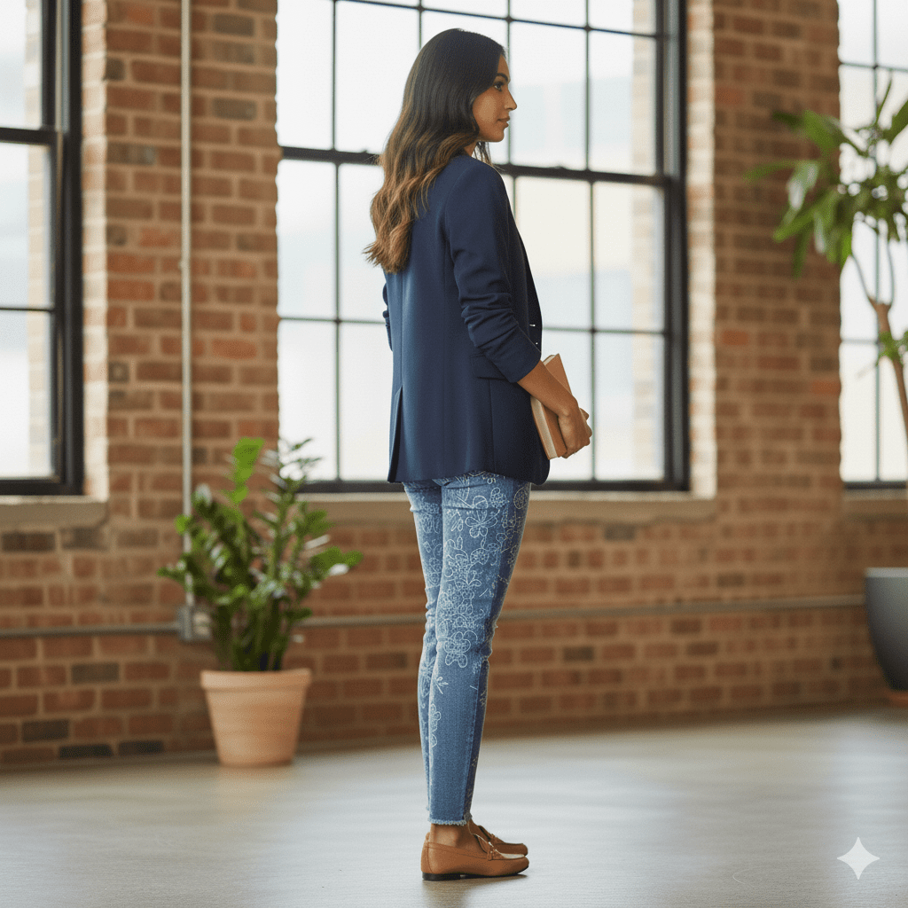 Women's Laser Print Jeans - Image 4