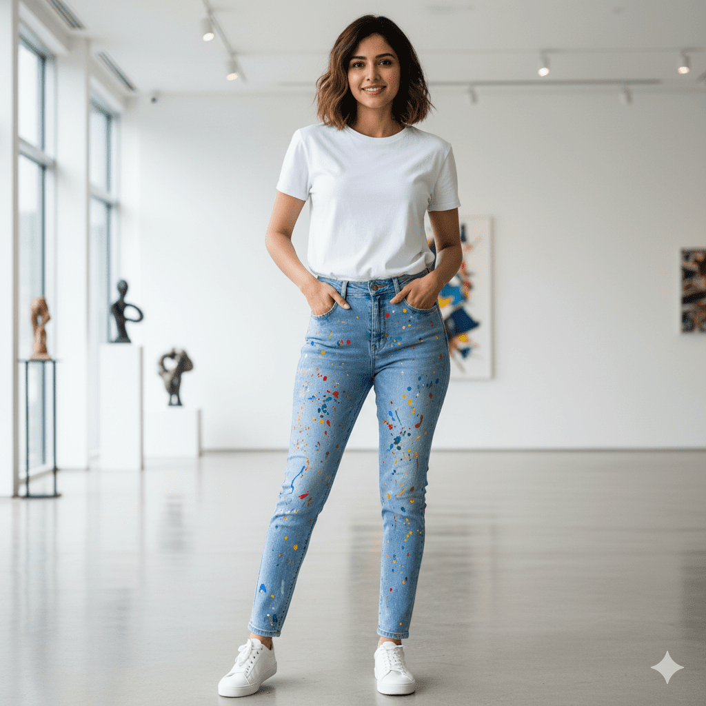 Women's Splatter Design Jeans
