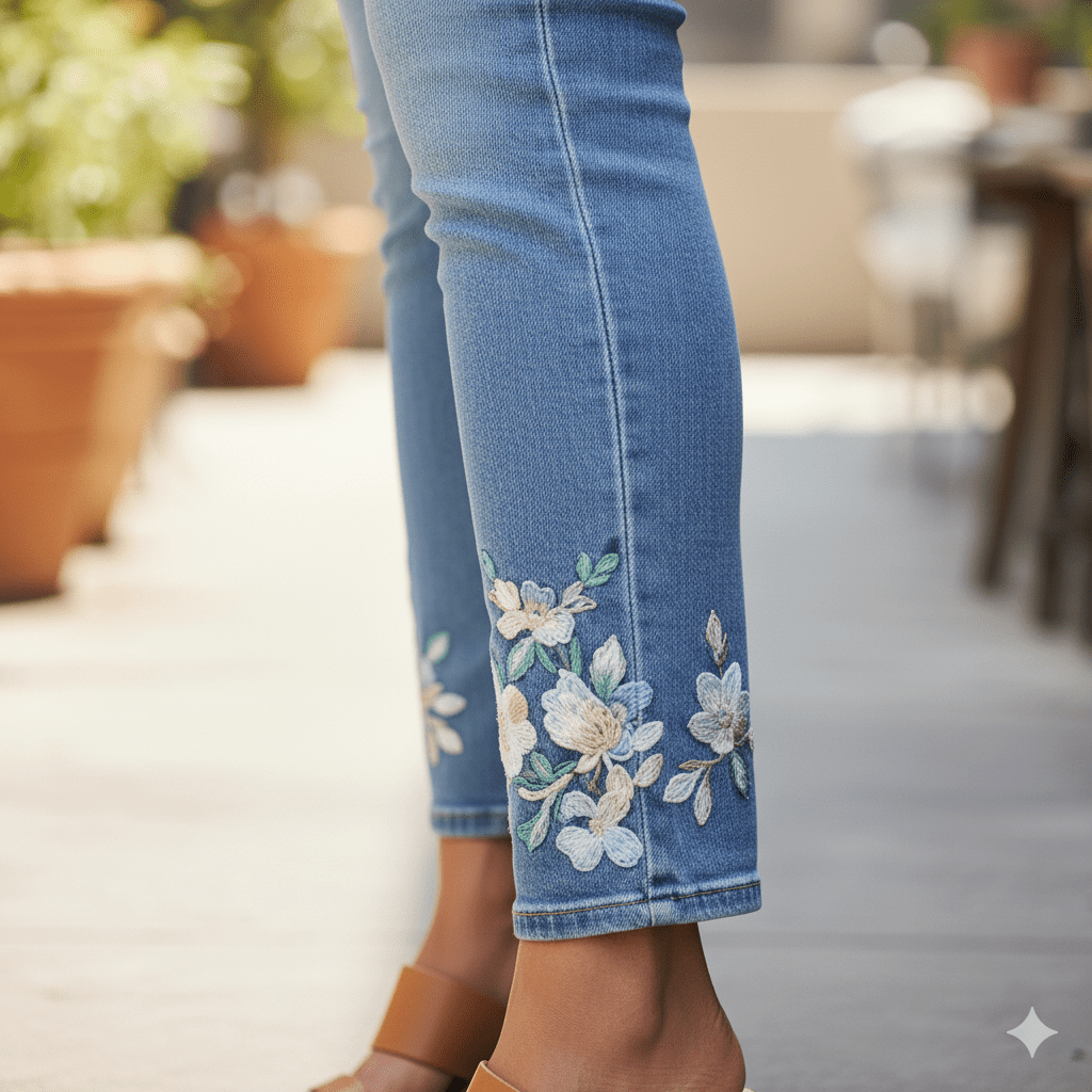 Women's Embroidered Ankle Jeans - Image 6