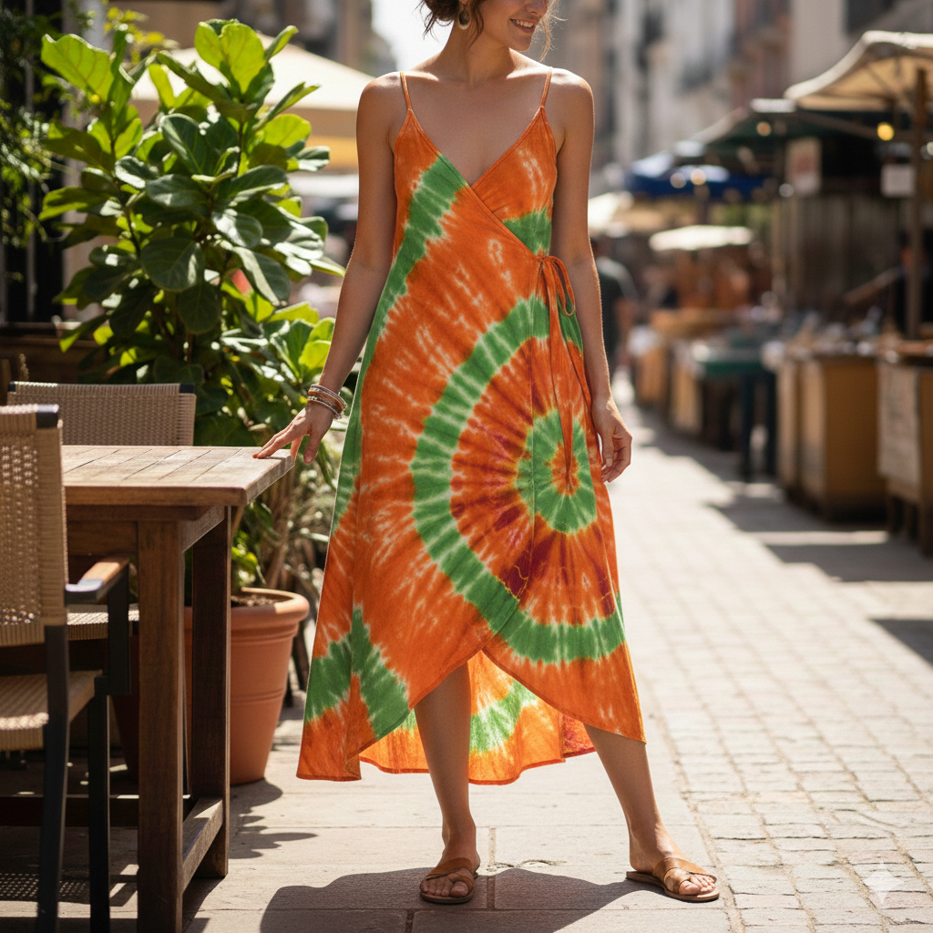 Women's Wrap Asymmetric Midi Dress