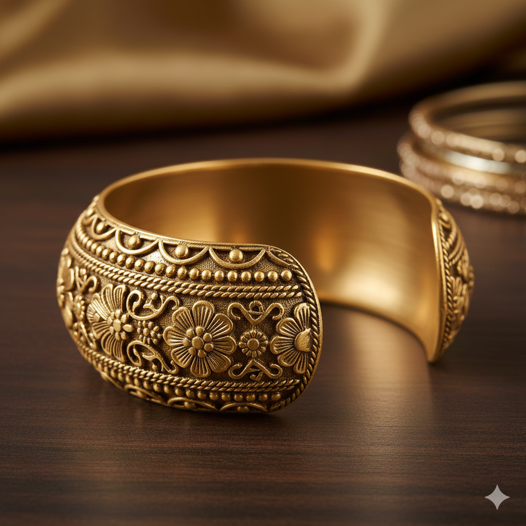 Woman's Statement Cuff Bangle Gold Tone - Image 2
