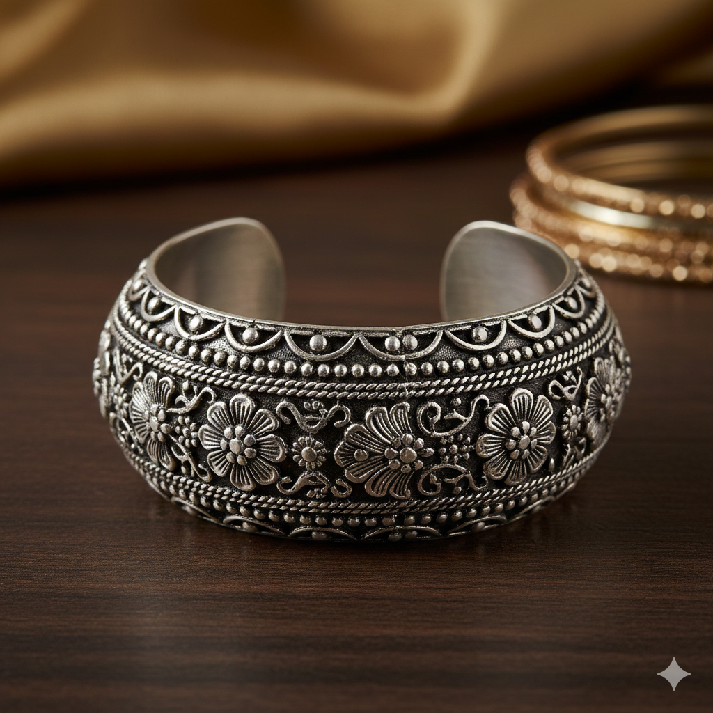 Woman's Statement Cuff Bangle Silver