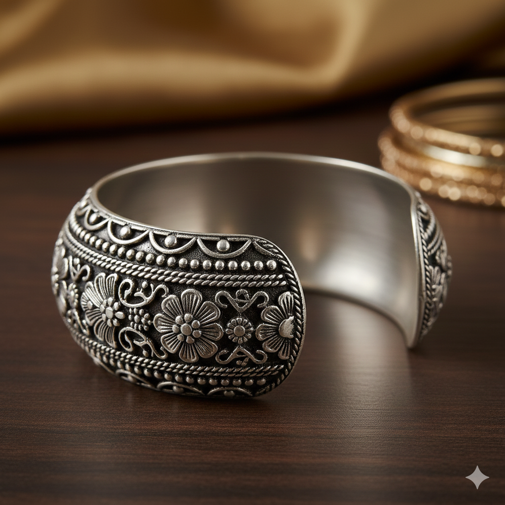 Woman's Statement Cuff Bangle Silver - Image 2