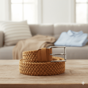 Men's Braided Casual Belt - Tan