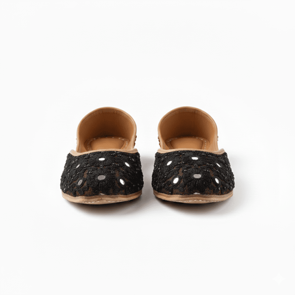 Woman's Flats with Embroidery - Black - Image 2