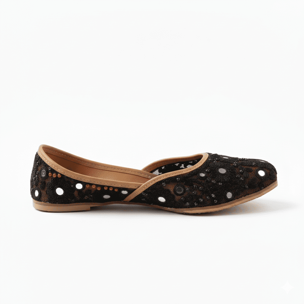 Woman's Flats with Embroidery - Black - Image 3