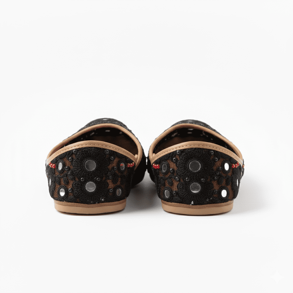 Woman's Flats with Embroidery - Black - Image 4