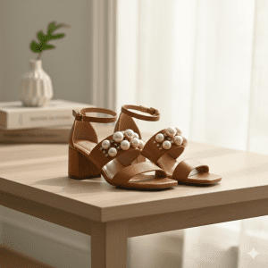 Woman's Block Heel Sandals with Embellishment