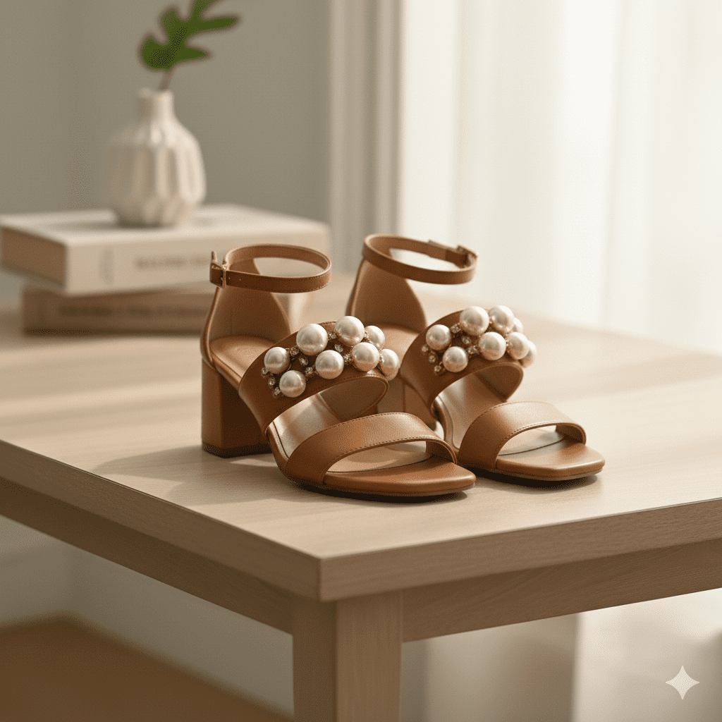 Woman's Block Heel Sandals with Embellishment - Image 2