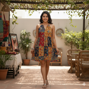 Women's Patchwork Boho Dress