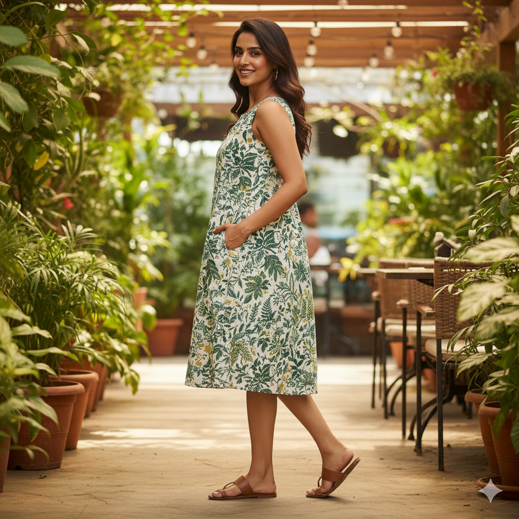 Women's Botanical Print Shift Dress - Image 2