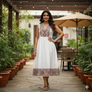 Women's Embroidered Trim Dress